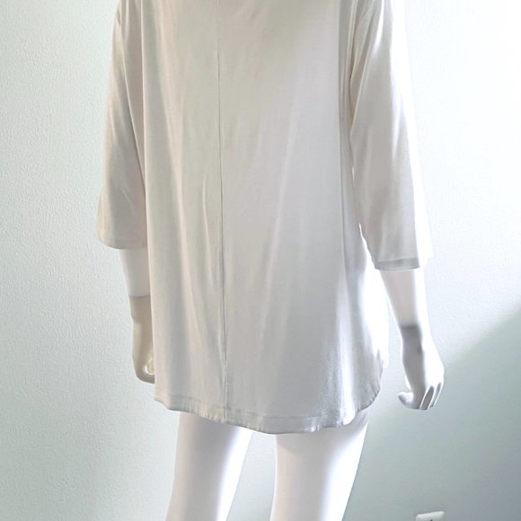 J Jill Wearever Collection Round Neck 3/4 Sleeve, White Top Tunic, L - Picture 6 of 7